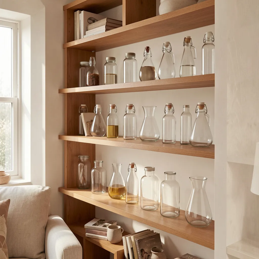 Large glass carafe with wide opening