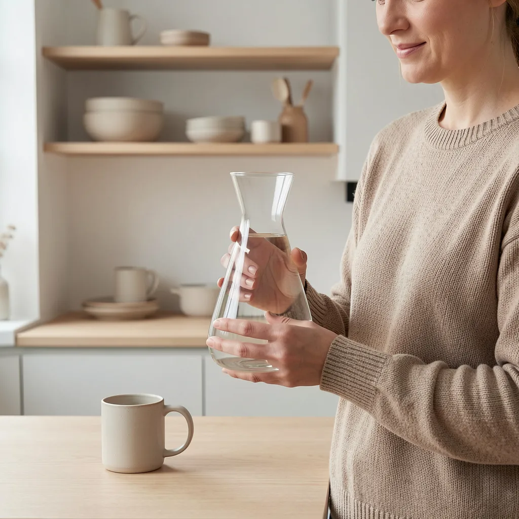 Natural materials and glass bottles in sustainable production environment