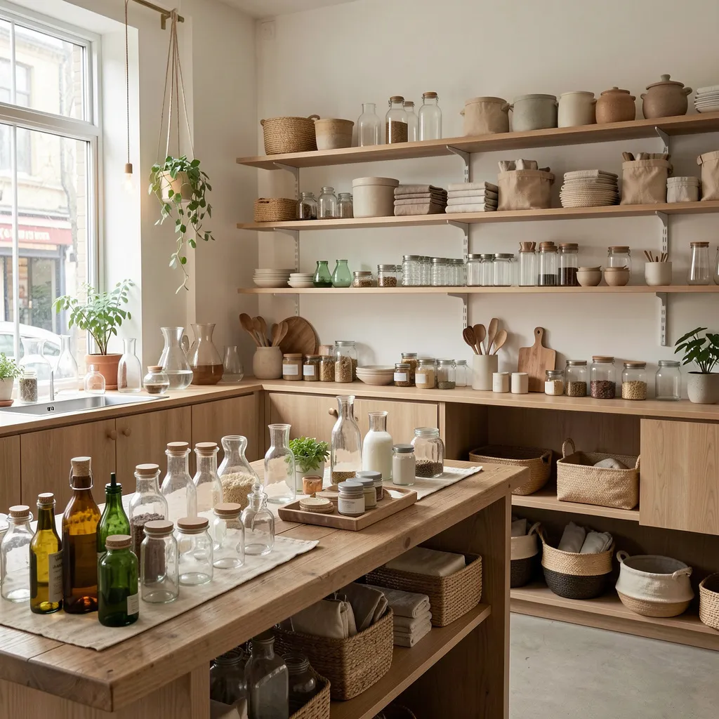 Glassware display in Stockholm showroom interior