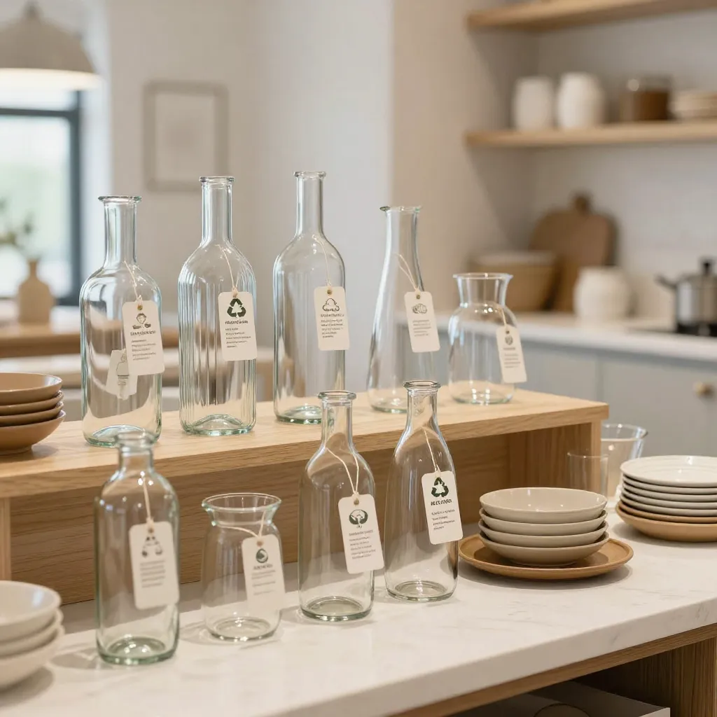 Eco-friendly glass bottle with textured finish